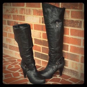 G by Guess Black High-Heel Boots (knee-high)